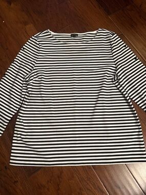 Talbots Black & White Striped Long Sleeve Tee